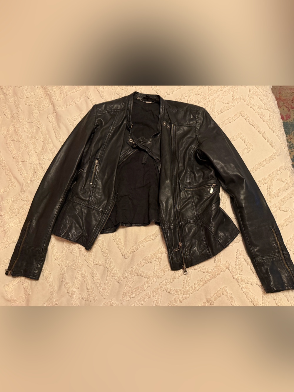 Vintage Y2K Black Leather Asymmetrical Moto Jacket - Women's Classic Style